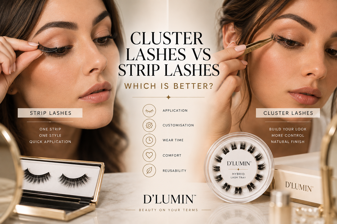 Cluster lashes compared with traditional strip lashes